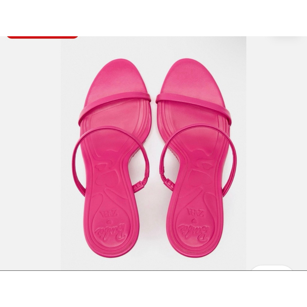 Zara Barbie Heeled Leather Sandals Size 6.5 US 37 EU Limited Edition - Picture 4 of 5
